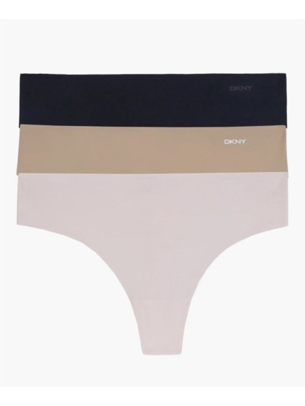 3 Pack DKNY Womens Cut Anywhere Thong Panties DK5026 S Small Pink Beige Black